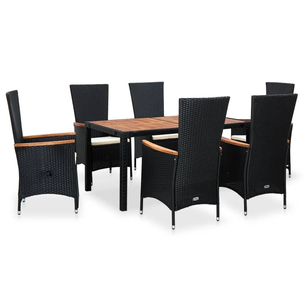 Vidaxl - Ensemble à manger d'extérieur 7pcs Résine tressée acacia Noir vidaXL 47681 - Imagen 2