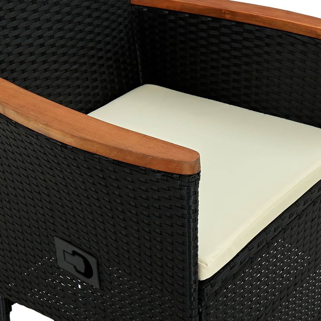 Vidaxl - Ensemble à manger d'extérieur 7pcs Résine tressée acacia Noir vidaXL 47681 - Imagen 4