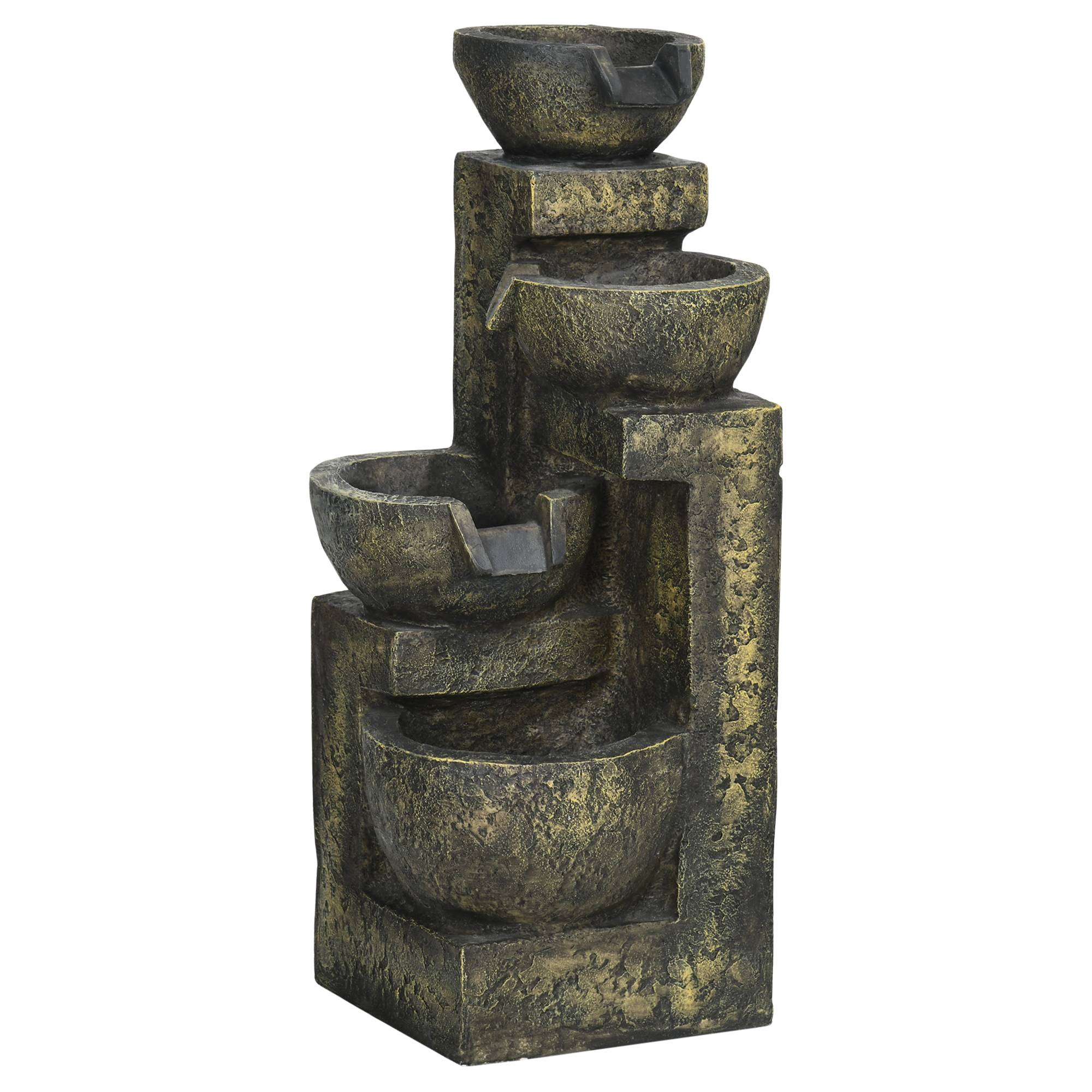 Sans Marque - Fontaine cascade à 4 niveaux 5W avec pompe à eau et sortie d'eau réglable, 25 x 24 x 60 cm, multicolore - Image 2