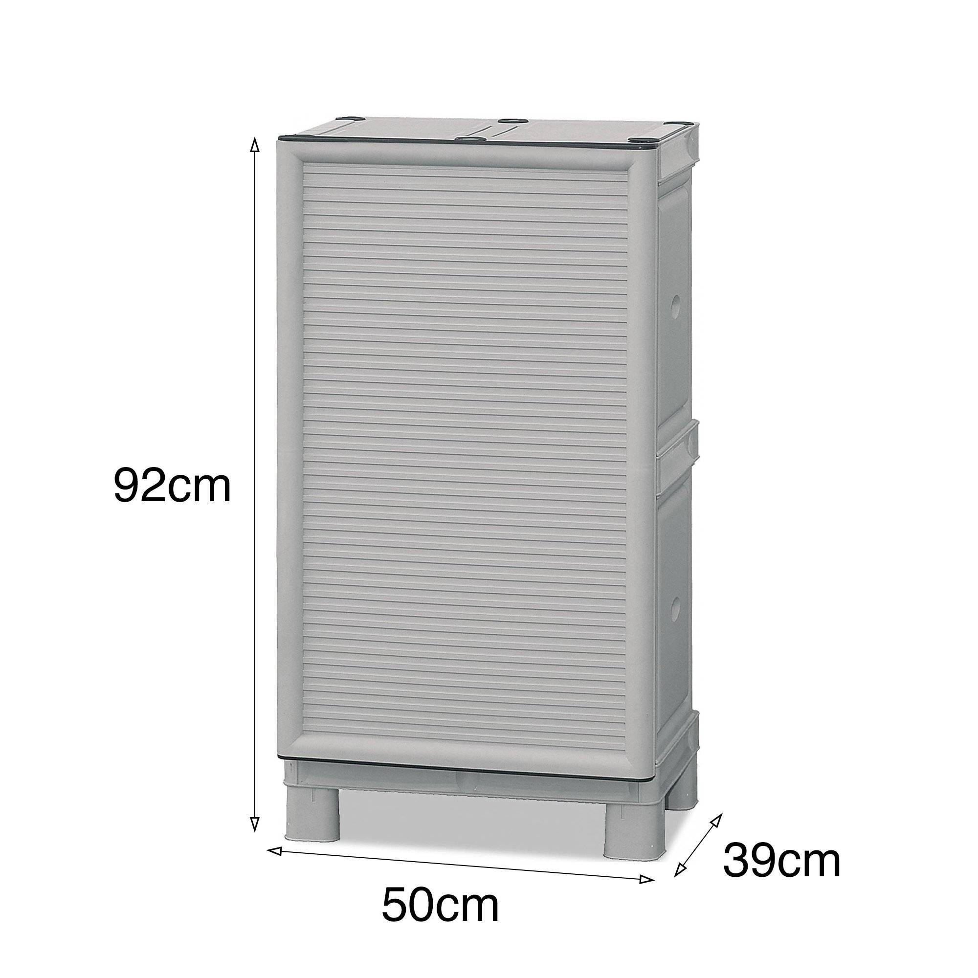 Dmora - Armoire d'extérieur Waremme, Mobilier d'extérieur, Armoire de balcon polyvalente, Armoire d'extérieur, Gris clair, 50x39h92 cm - Dmora - Imagen 3