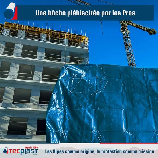 Bâche de Chantier 4x5 m SR150CH Bleue et Verte - Haute Qualité - Bâche de protection imperméable pour Travaux TECPLAST - Image 2