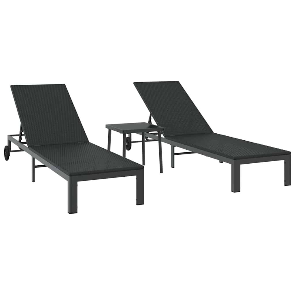 Vidaxl - Transat 2-personne 3 pcs Noir polyrotin vidaXL 42004131 - Image 2