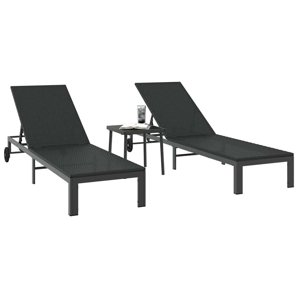 Vidaxl - Transat 2-personne 3 pcs Noir polyrotin vidaXL 42004131 - Image 4