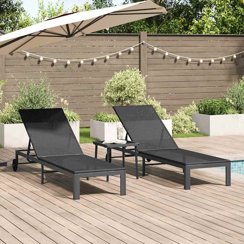 Vidaxl - Transat 2-personne 3 pcs Noir polyrotin vidaXL 42004131