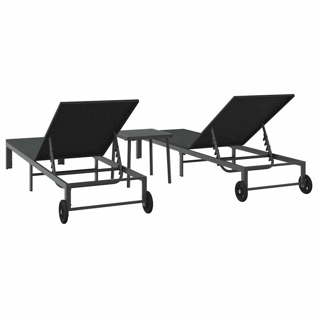 Vidaxl - Transat 2-personne 3 pcs Noir polyrotin vidaXL 42004131 - Image 10