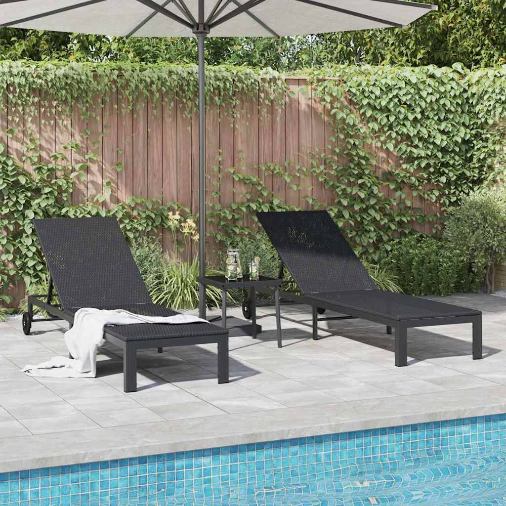 Vidaxl - Transat 2-personne 3 pcs Noir polyrotin vidaXL 42004131 - Image 5