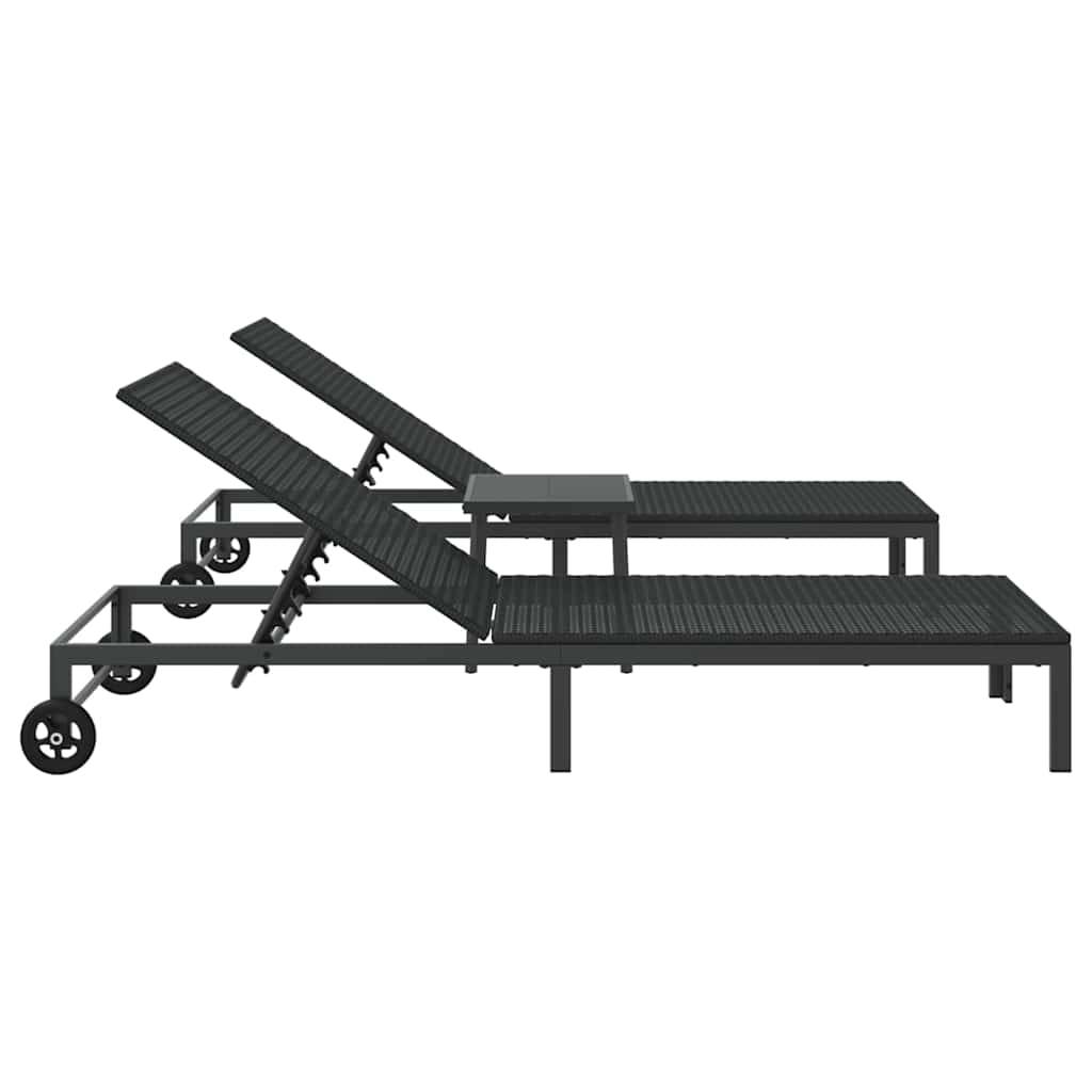 Vidaxl - Transat 2-personne 3 pcs Noir polyrotin vidaXL 42004131 - Image 9