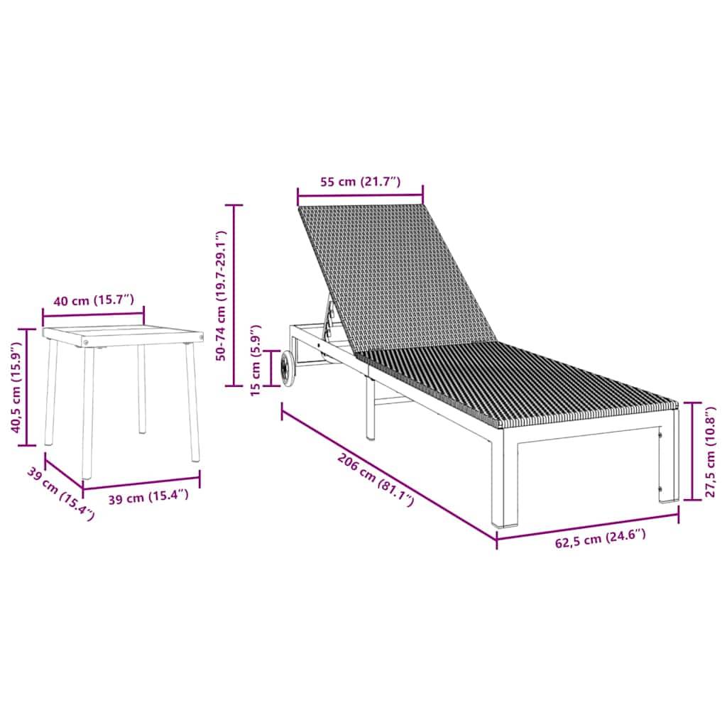 Vidaxl - Transat 2-personne 3 pcs Noir polyrotin vidaXL 42004131 - Image 3