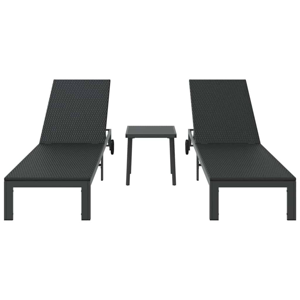 Vidaxl - Transat 2-personne 3 pcs Noir polyrotin vidaXL 42004131 - Image 8