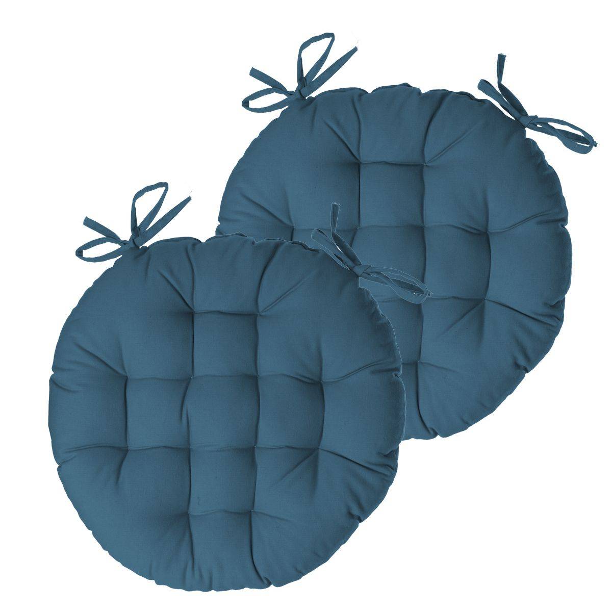 Lot de 2 Galettes de chaise en Coton Bleu canard D 38 cm - Imagen 1