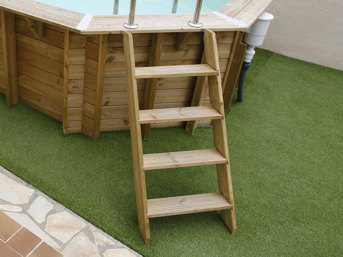 Ubbink - Echelle bois extérieure pour piscines bois - Ubbink - Image 1