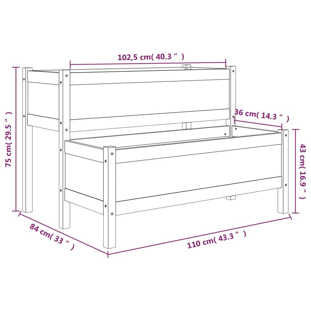 Maison Chic - Jardinière, Bac à fleurs, Pot de fleurs Blanc 110x84x75 cm Bois massif de pin - Imagen 9