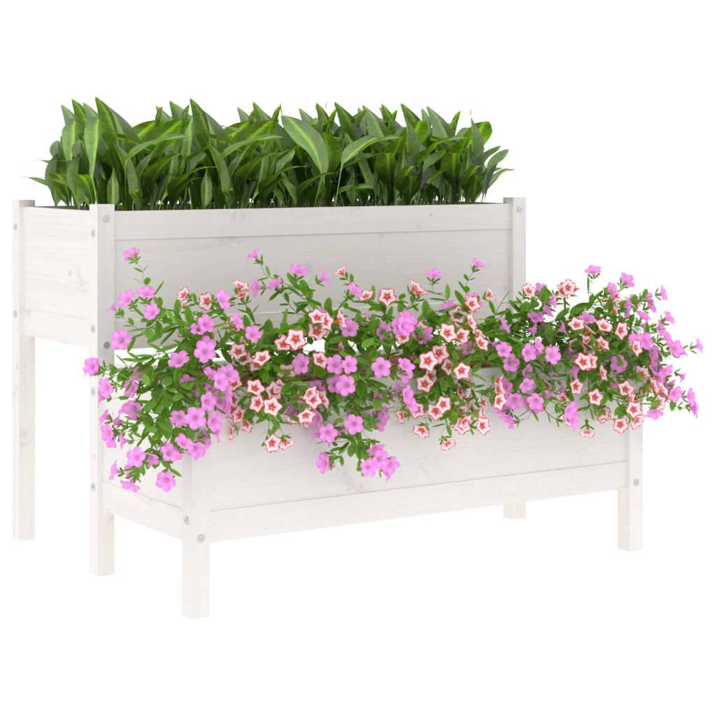 Maison Chic - Jardinière, Bac à fleurs, Pot de fleurs Blanc 110x84x75 cm Bois massif de pin - Imagen 4