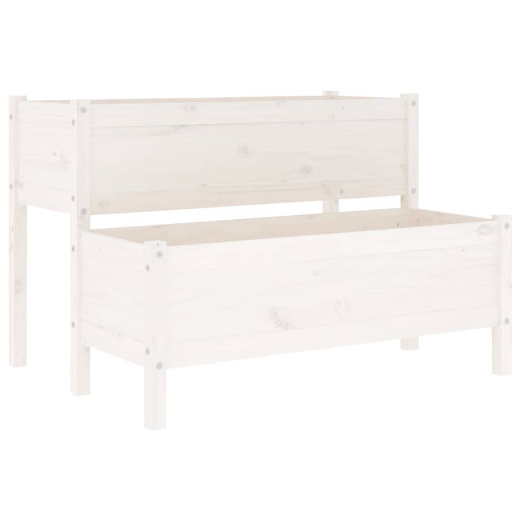 Maison Chic - Jardinière, Bac à fleurs, Pot de fleurs Blanc 110x84x75 cm Bois massif de pin - Imagen 1