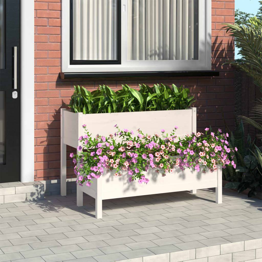 Maison Chic - Jardinière, Bac à fleurs, Pot de fleurs Blanc 110x84x75 cm Bois massif de pin - Imagen 2