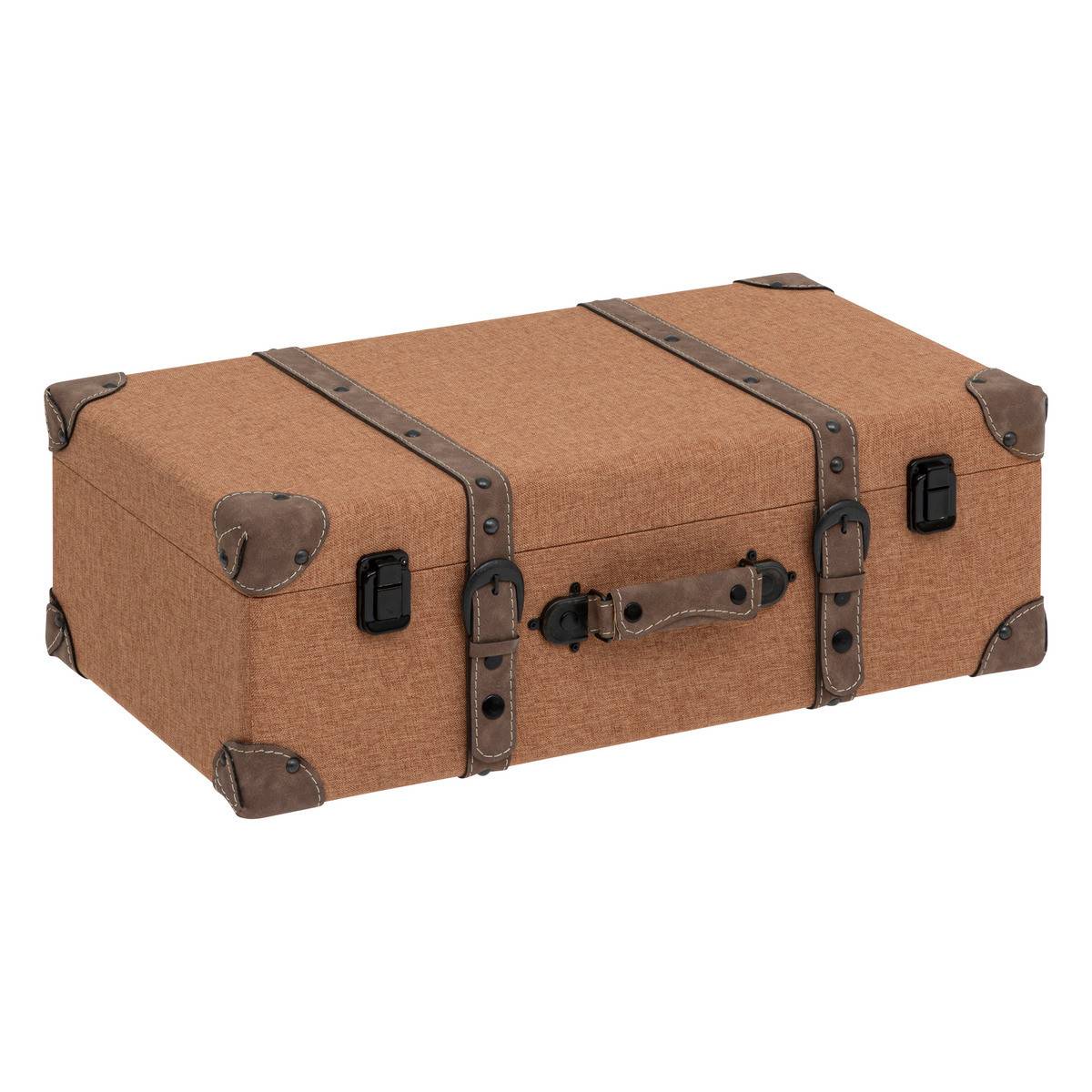Set de 3 Malles de rangement Marron Caramel style Vintage L 60 L 55 et L 45 cm - Imagen 6