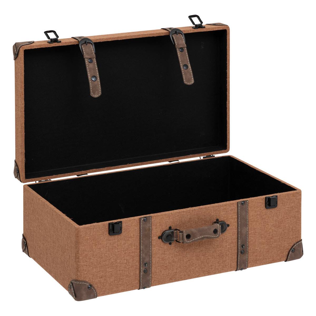 Set de 3 Malles de rangement Marron Caramel style Vintage L 60 L 55 et L 45 cm - Imagen 2