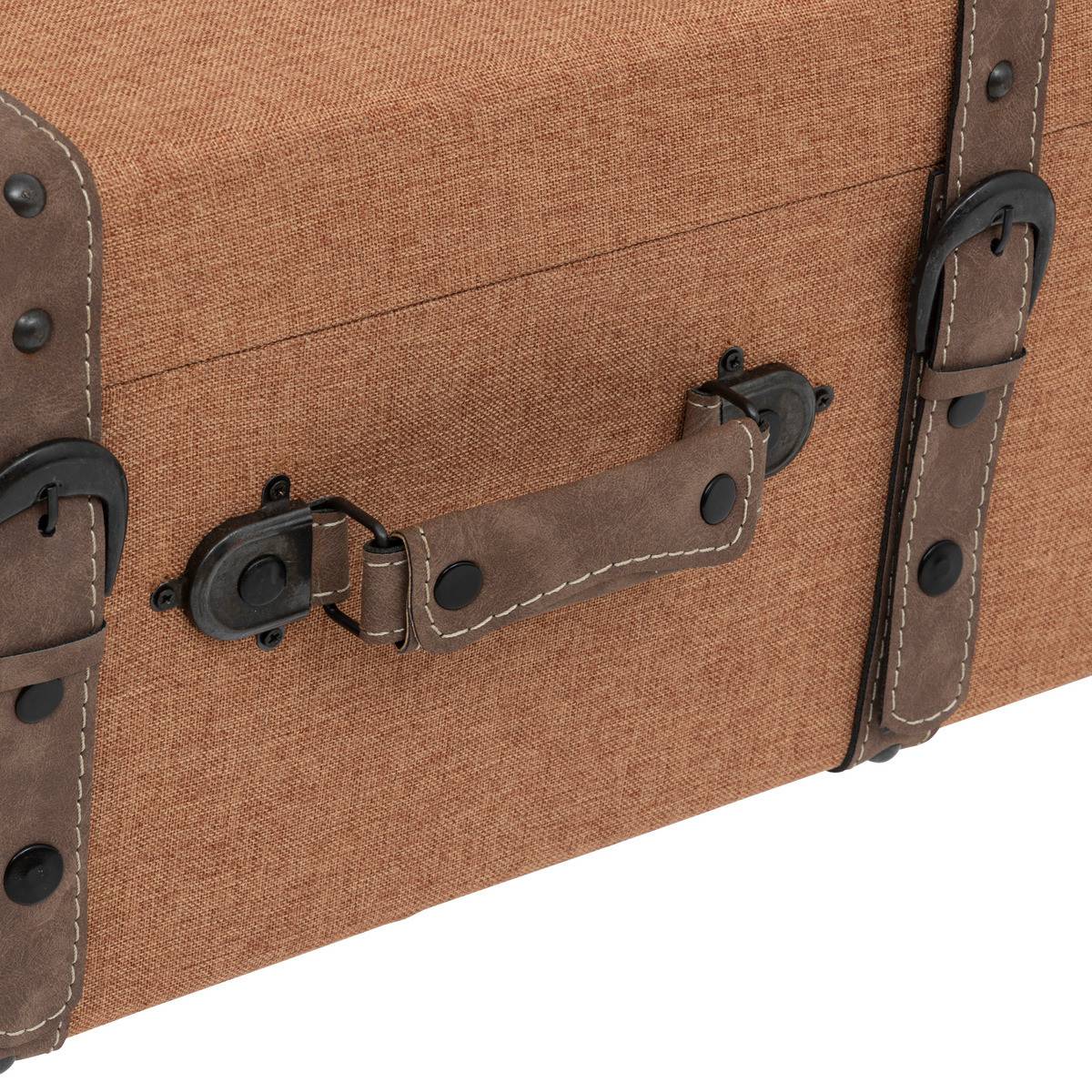 Set de 3 Malles de rangement Marron Caramel style Vintage L 60 L 55 et L 45 cm - Imagen 4
