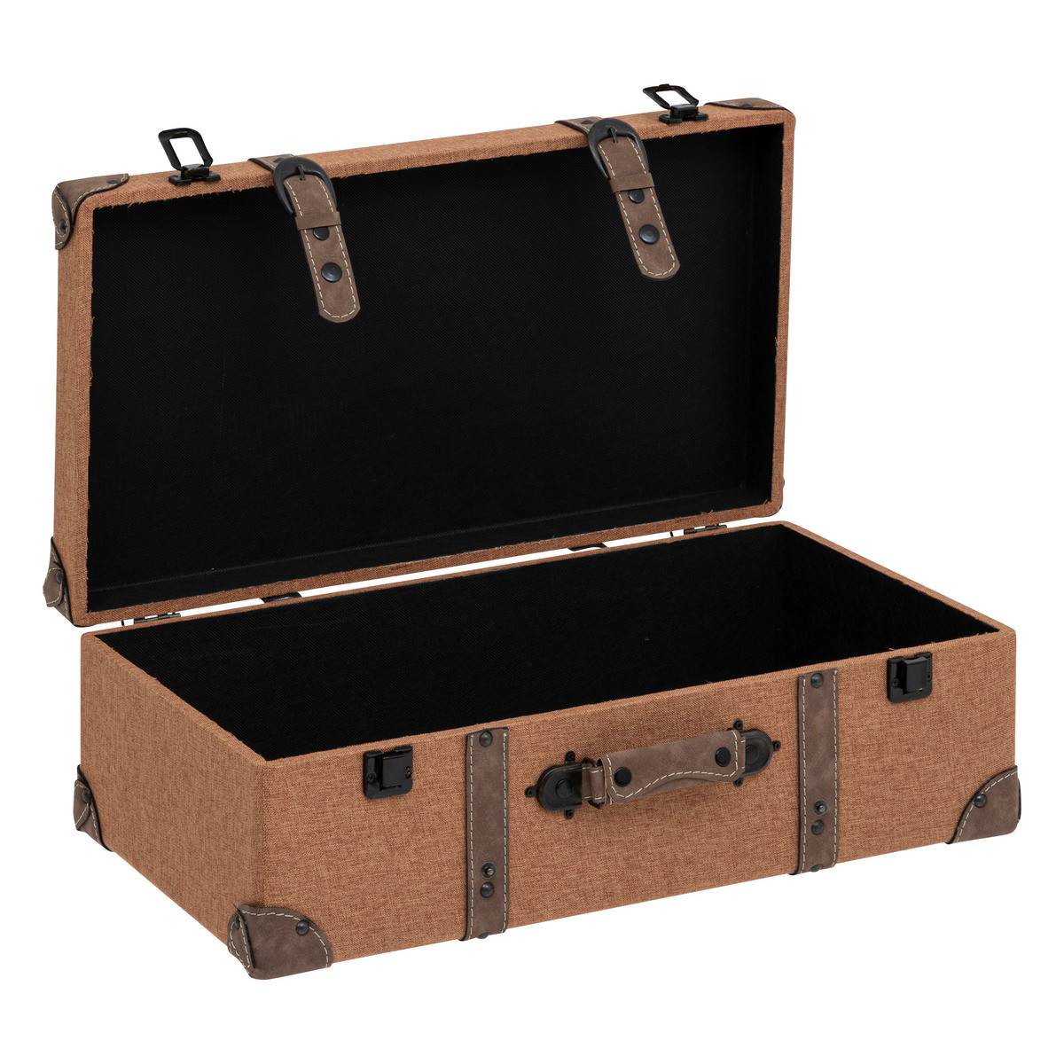 Set de 3 Malles de rangement Marron Caramel style Vintage L 60 L 55 et L 45 cm - Imagen 8