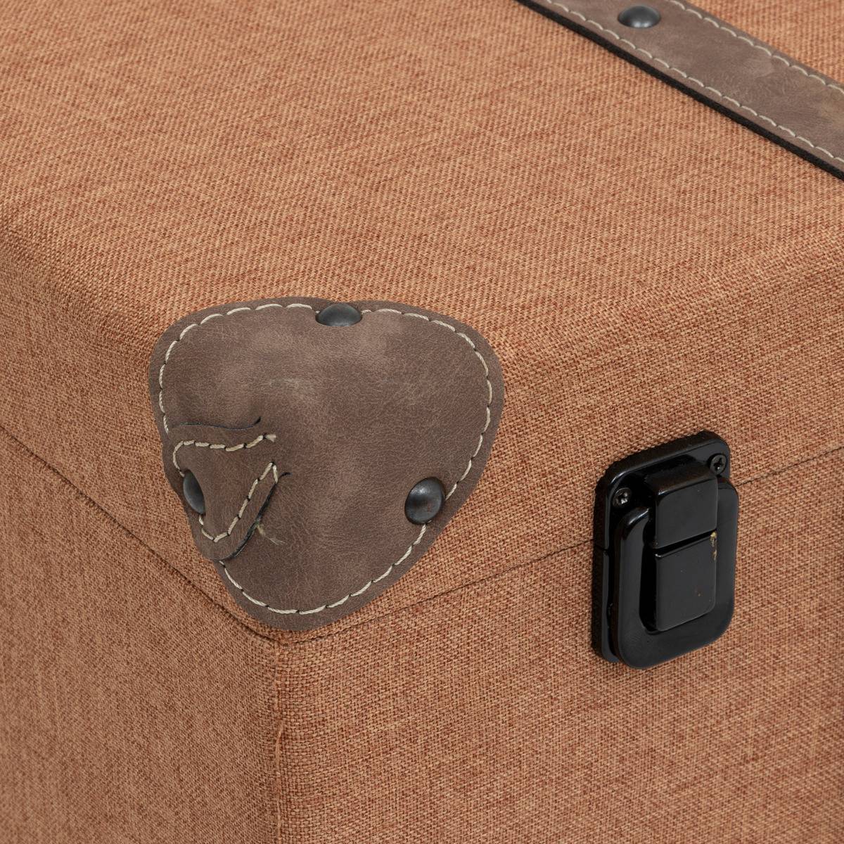 Set de 3 Malles de rangement Marron Caramel style Vintage L 60 L 55 et L 45 cm - Imagen 9