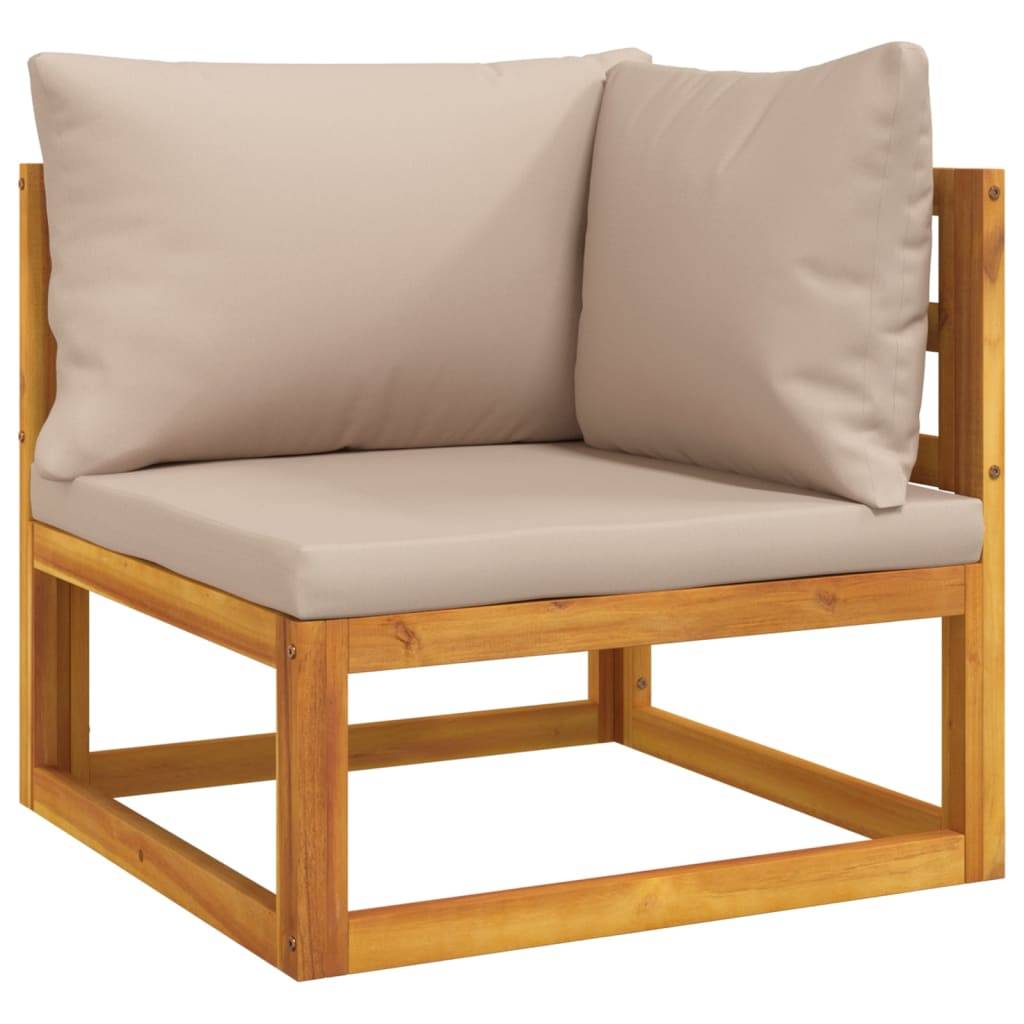Helloshop26 - Salon de jardin meuble d'extérieur ensemble de mobilier 8 pièces avec coussins taupe bois massif - Imagen 1