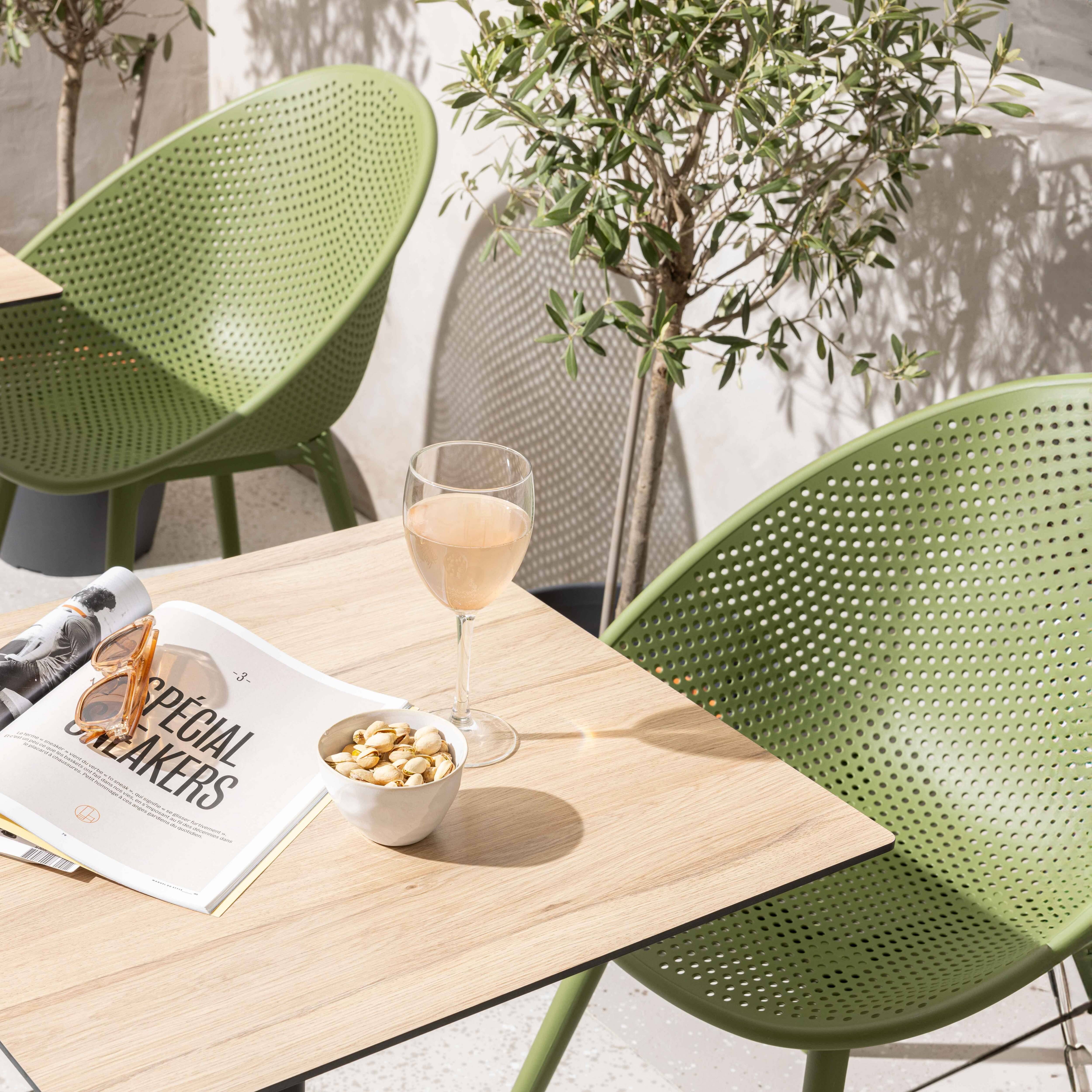 Oviala - Lot de 4 chaises de terrasse en plastique vert olive Buda - Oviala - Imagen 2