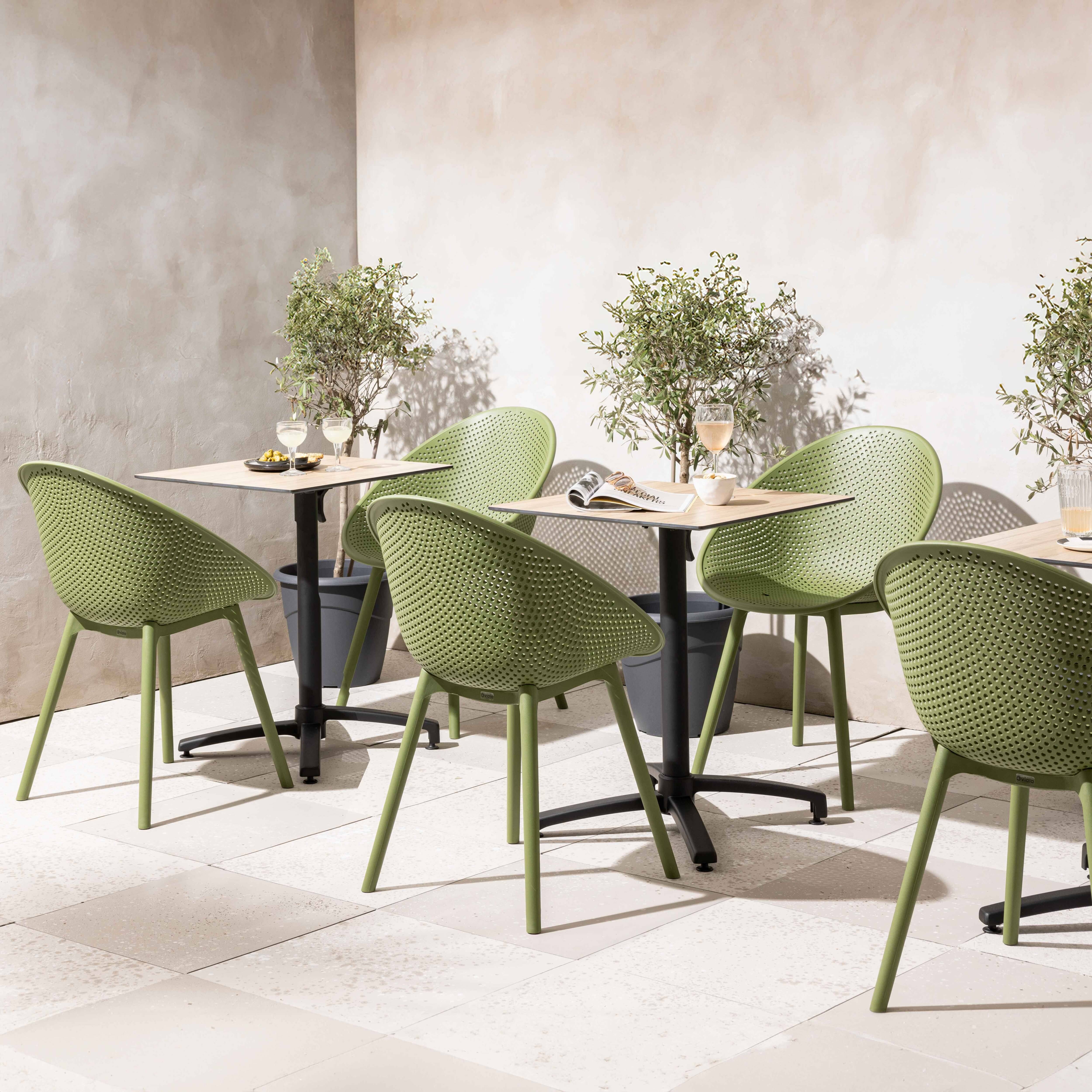 Oviala - Lot de 4 chaises de terrasse en plastique vert olive Buda - Oviala - Imagen 4
