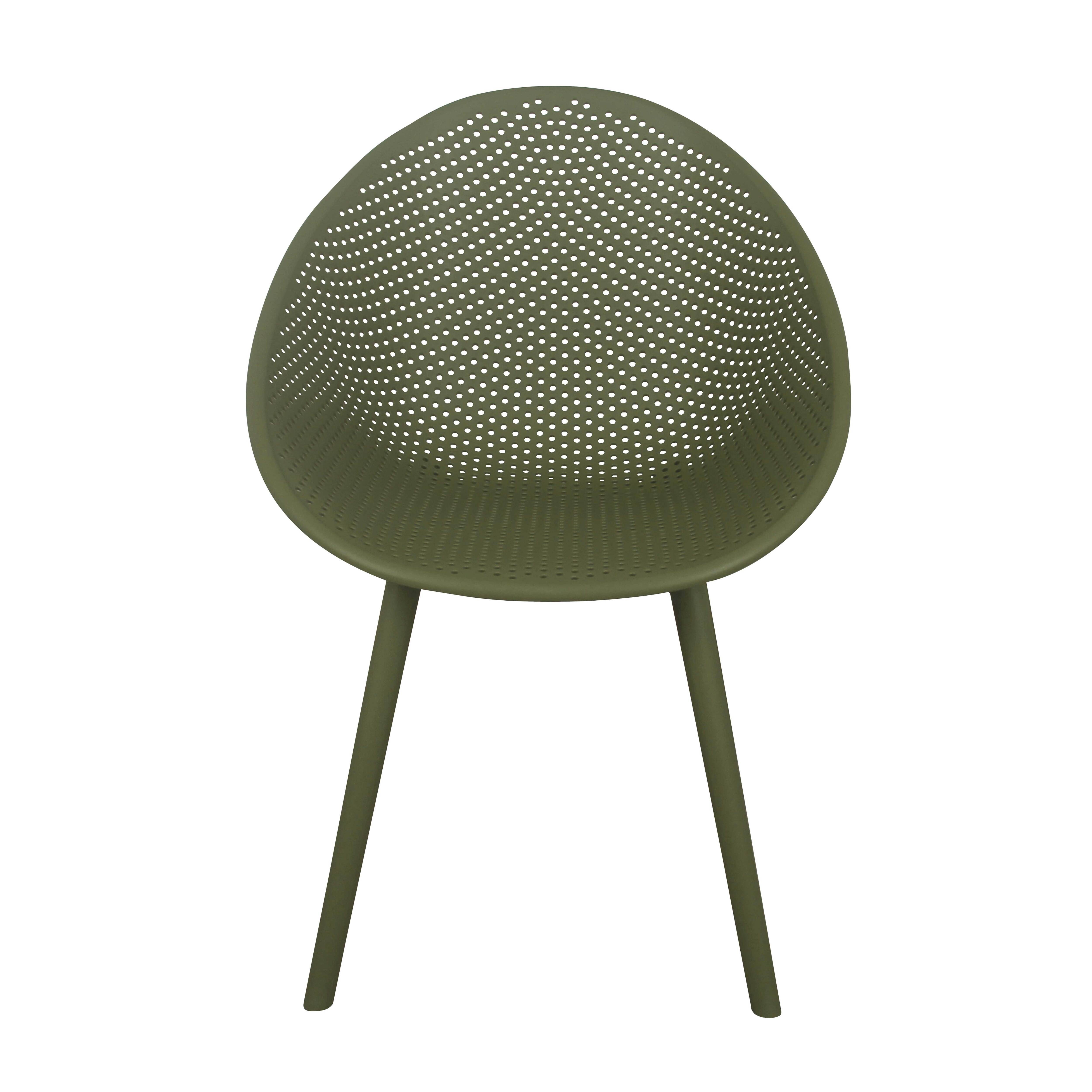 Oviala - Lot de 4 chaises de terrasse en plastique vert olive Buda - Oviala - Imagen 5