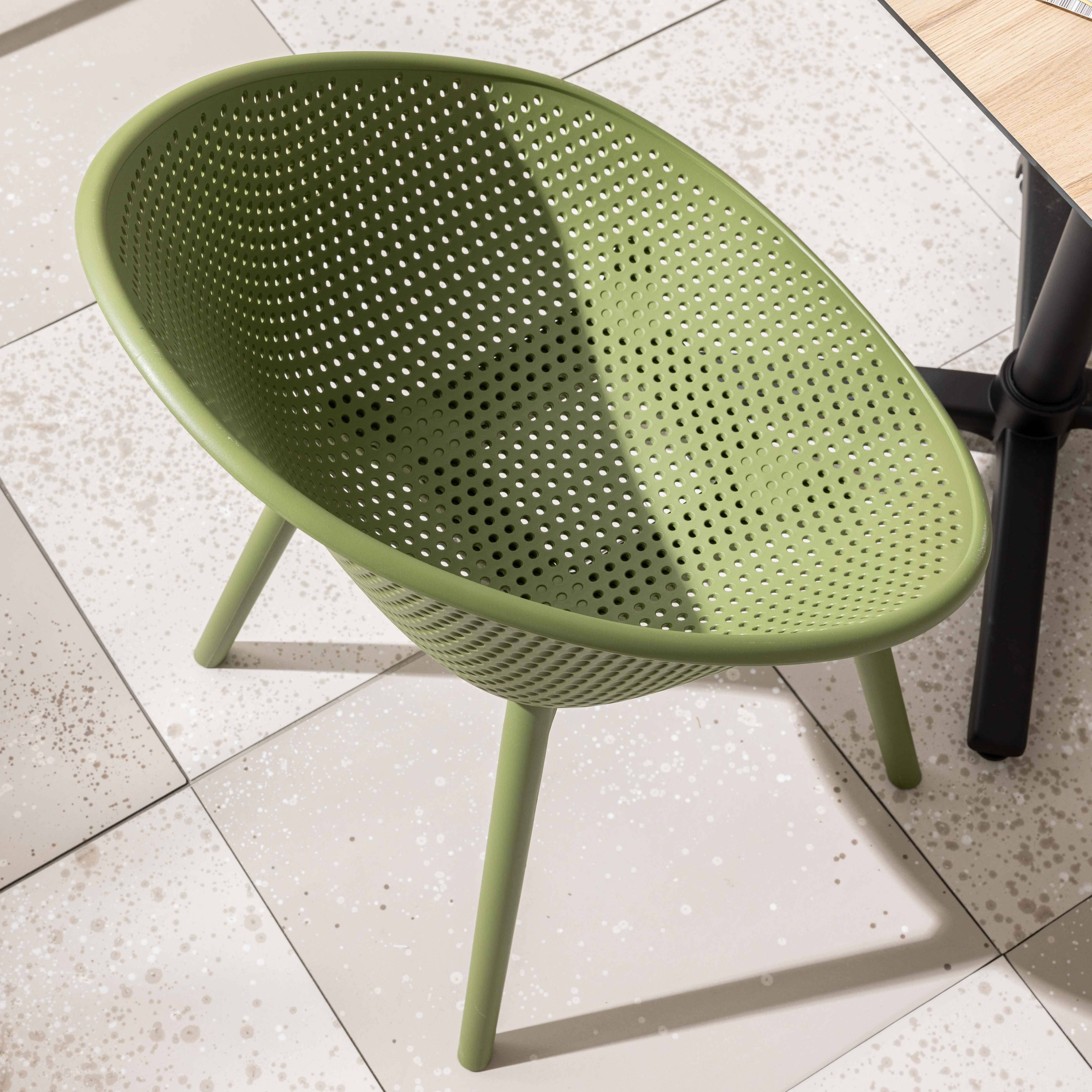 Oviala - Lot de 4 chaises de terrasse en plastique vert olive Buda - Oviala - Imagen 3