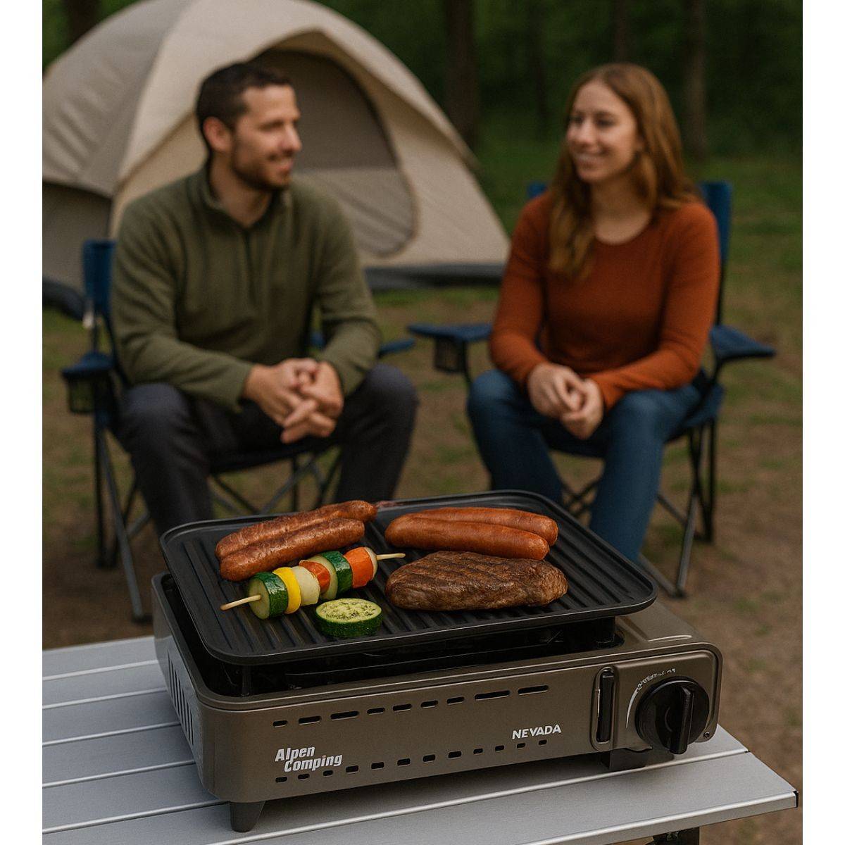Barbecue à gaz Portable Grill 1780W + 4 Cartouches Gaz Butane Allumage Piezo + Mallette Camping ALPEN - Image 4