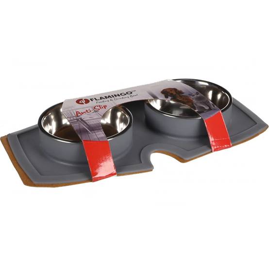 Gamelle et abreuvoir 410ml avec tapis en silicone anti-dérapant - Imagen 2