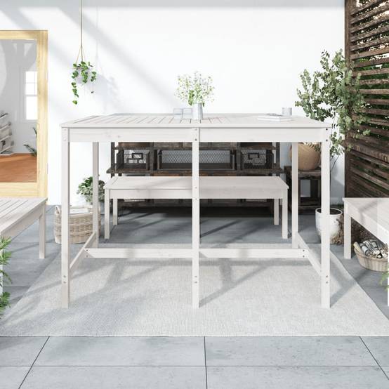 Table de jardin bois massif pin blanc 159,5 x 82,5 x 110 cm - PANGIVO - Image 3