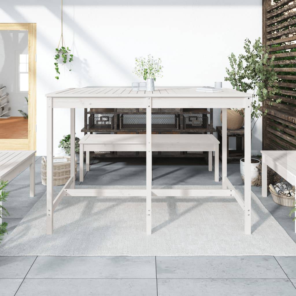 Table de jardin bois massif pin blanc 159,5 x 82,5 x 110 cm - PANGIVO - Image 3