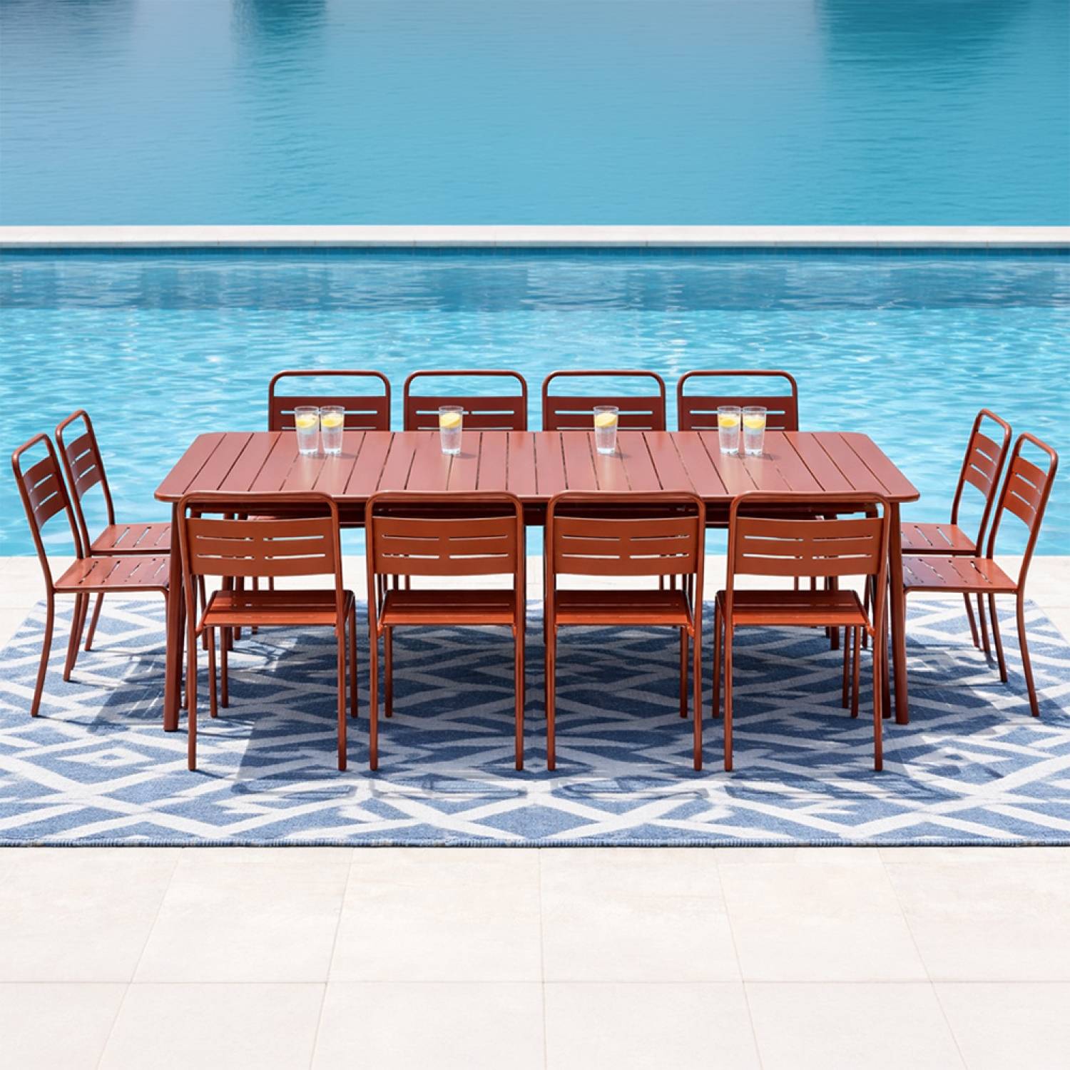 Ensemble table de jardin 234 cm et 10 chaises terracotta BERGAME - Image 5