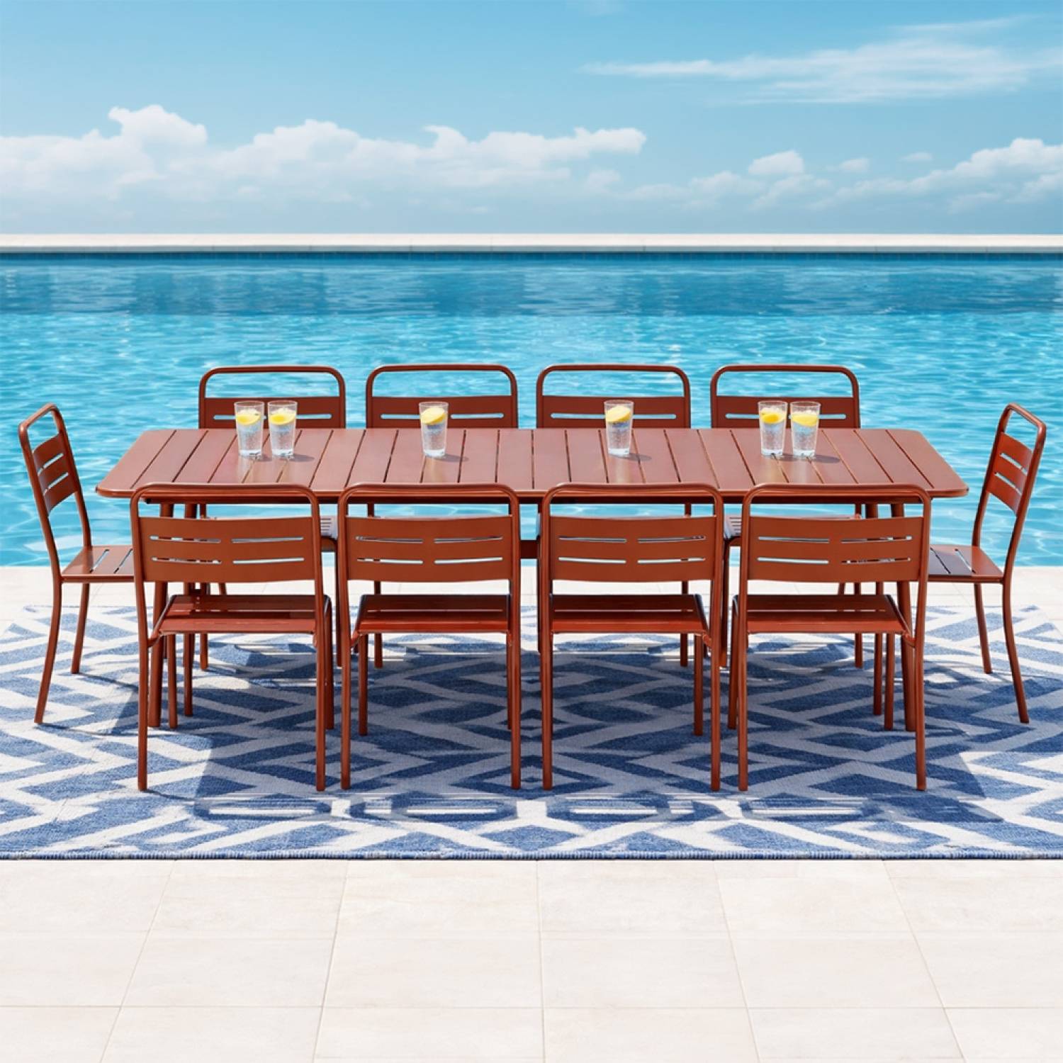 Ensemble table de jardin 234 cm et 10 chaises terracotta BERGAME - Image 6