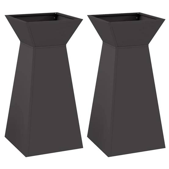 2pcs Jardinière à pilier - Pot De Fleurs Noir 35 x 35 x 73 cm Acier g56 - Image 1