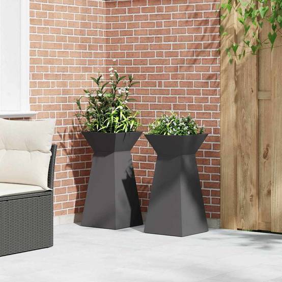 2pcs Jardinière à pilier - Pot De Fleurs Noir 35 x 35 x 73 cm Acier g56 - Image 4