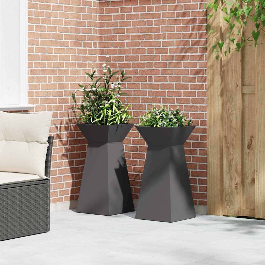 2pcs Jardinière à pilier - Pot De Fleurs Noir 35 x 35 x 73 cm Acier g56 - Image 4