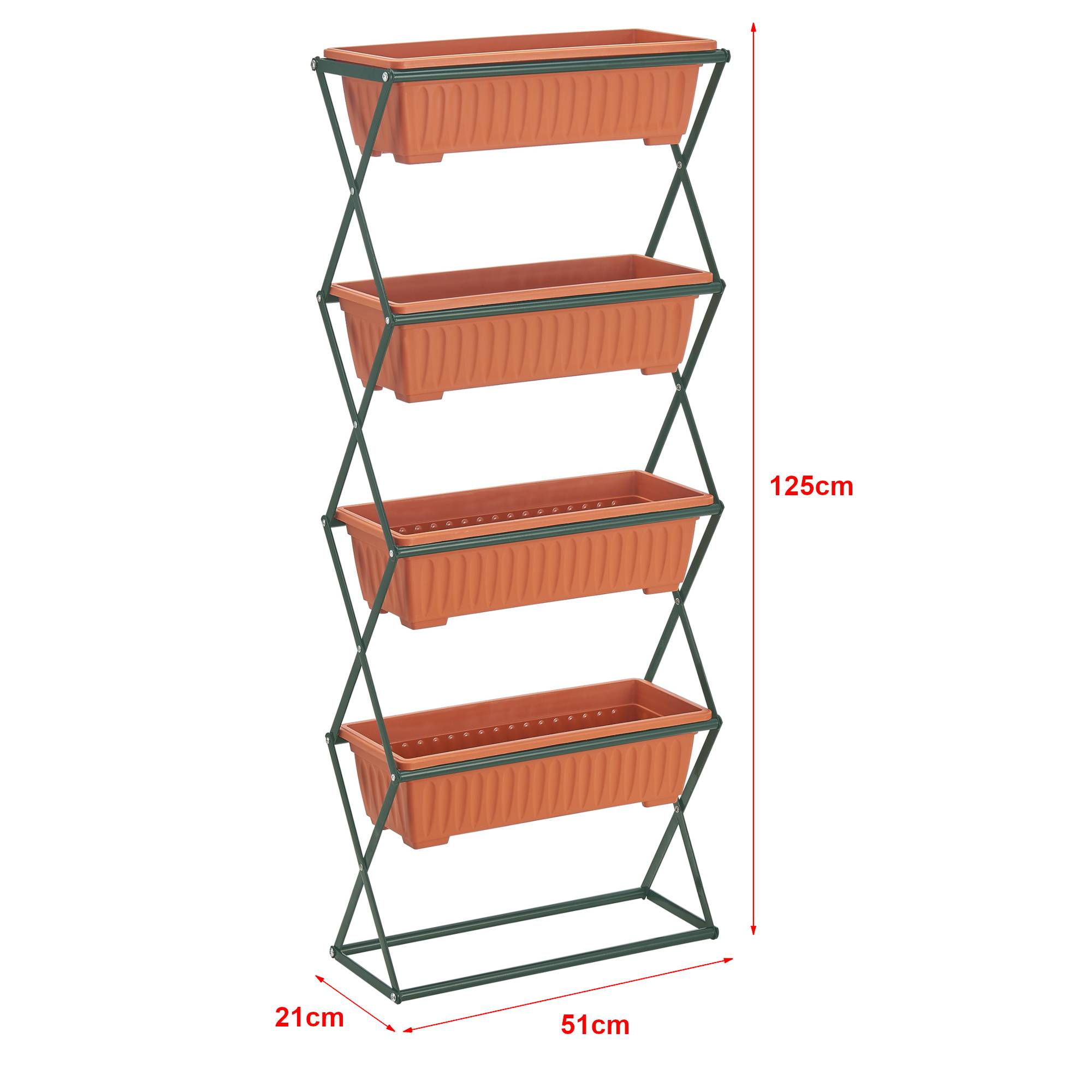 Jardinière verticale Veenendaal à 4 niveaux 51 x 21 x 125 cm vert foncé marron [en.casa] - Imagen 3