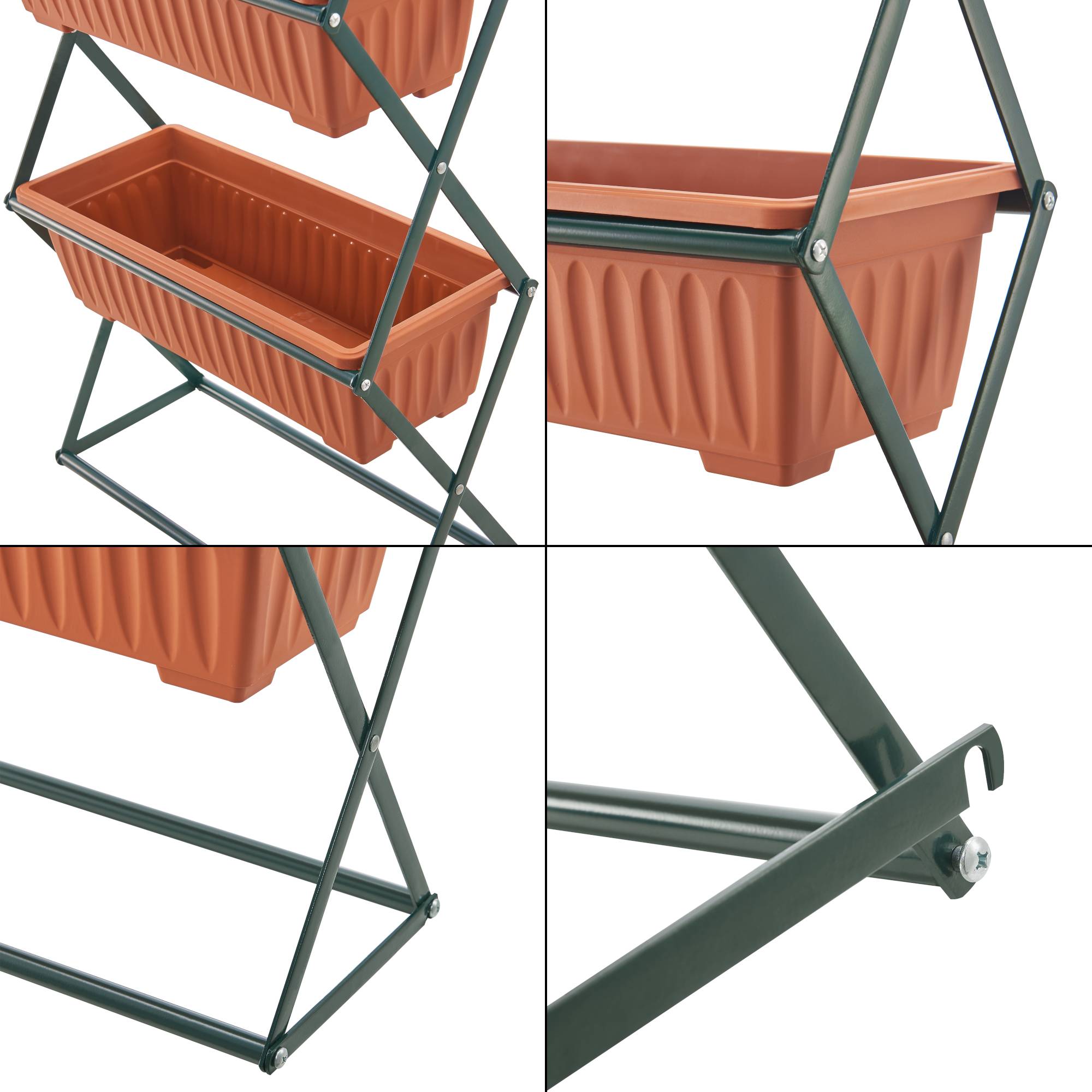 Jardinière verticale Veenendaal à 4 niveaux 51 x 21 x 125 cm vert foncé marron [en.casa] - Imagen 7
