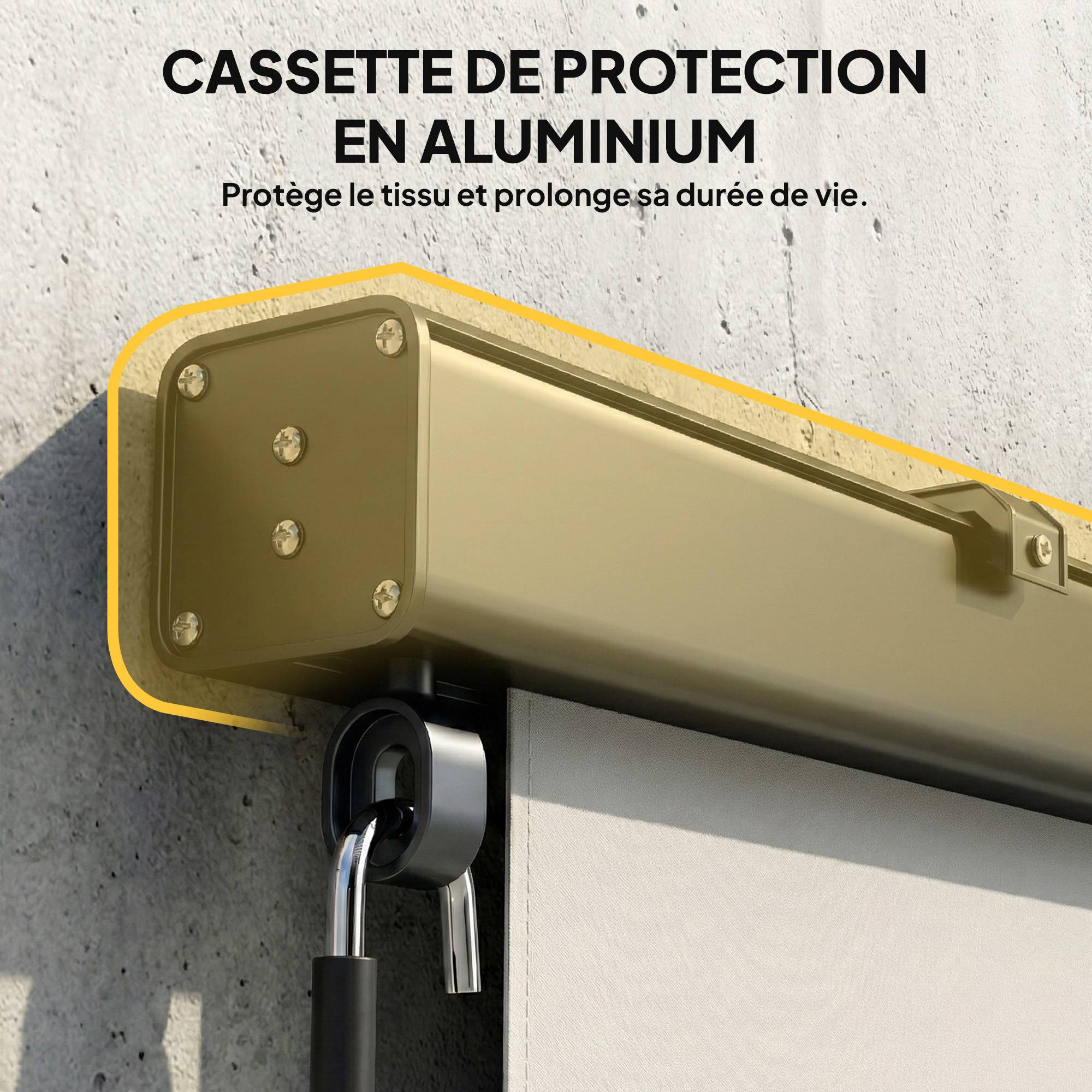 Store enrouleur vertical polyester balcon brise-vue anti-UV cassette alu 250 x 160 cm crème - ComfortXL Outdoor Living - Imagen 8