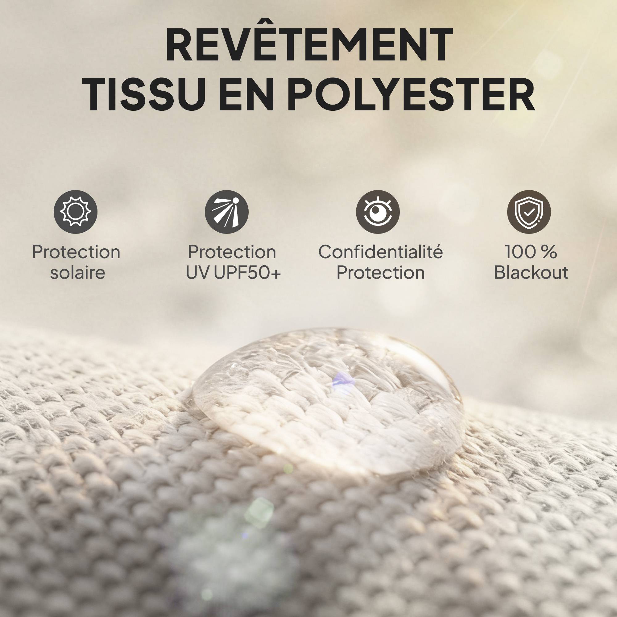 Store enrouleur vertical polyester balcon brise-vue anti-UV cassette alu 250 x 160 cm crème - ComfortXL Outdoor Living - Imagen 7