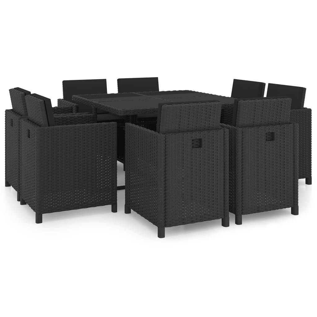 Salon de jardin repas 8 personnes résine tressée encastrable et pliable Noir – ComfortXL Outdoor Living - Image 1