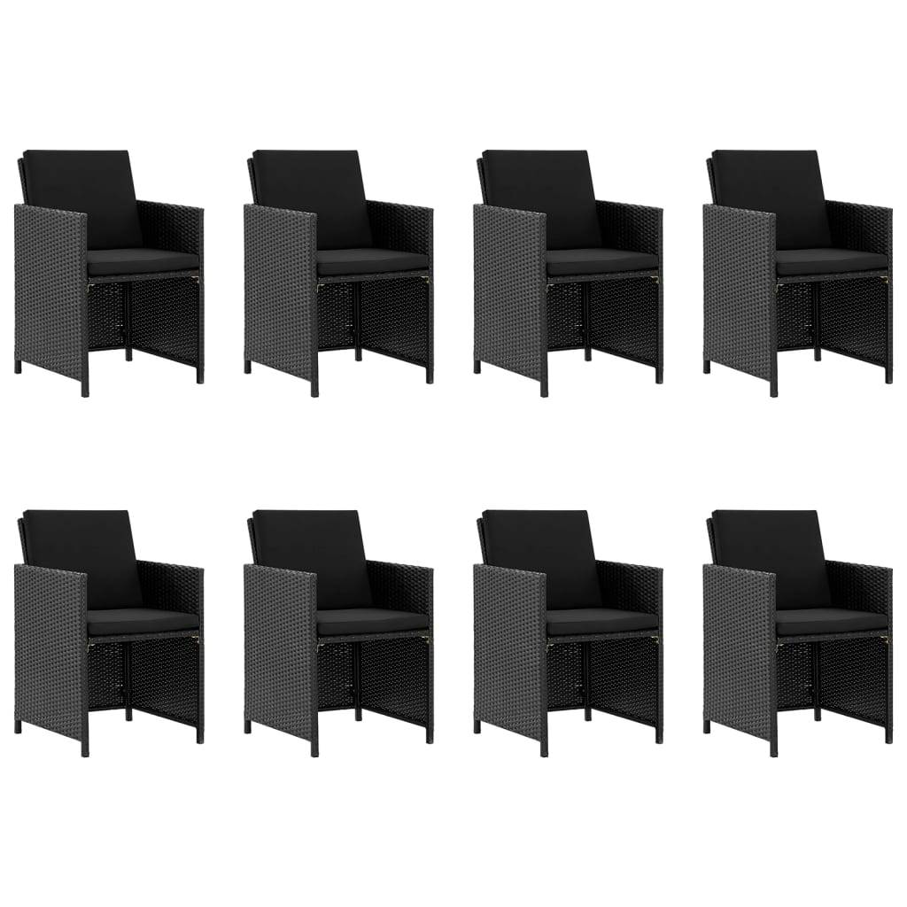 Salon de jardin repas 8 personnes résine tressée encastrable et pliable Noir – ComfortXL Outdoor Living - Image 2