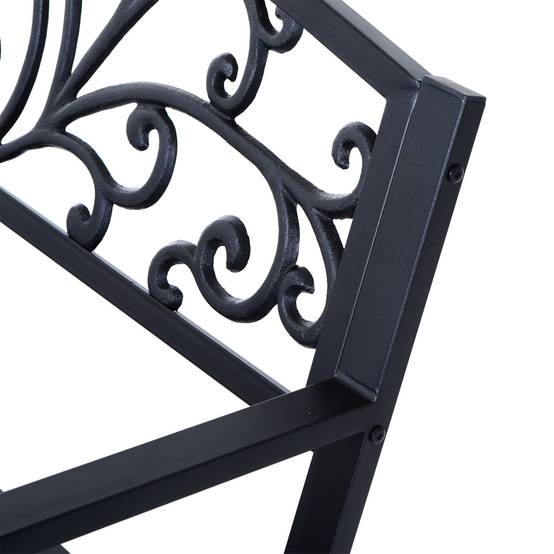Sans Marque - Banc de jardin terrasse en acier fonte noir 3 places 127 x 60 x 85 cm charge max 240 Kg - Image 10