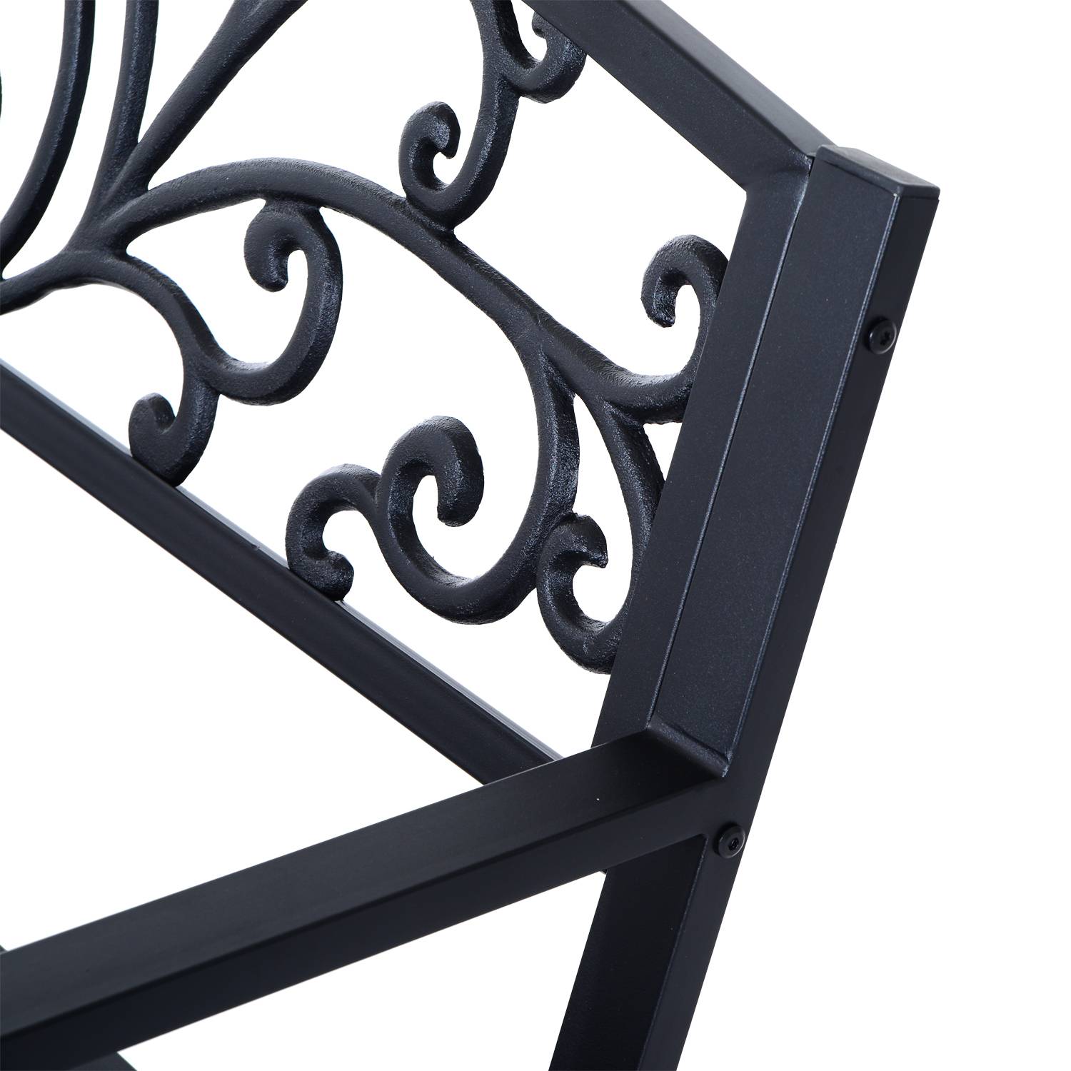 Sans Marque - Banc de jardin terrasse en acier fonte noir 3 places 127 x 60 x 85 cm charge max 240 Kg - Image 10