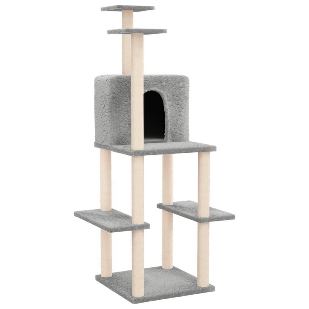 Vidaxl - Arbre à chat avec griffoirs en sisal Gris clair 144,5 cm vidaXL 171631 - Imagen 2