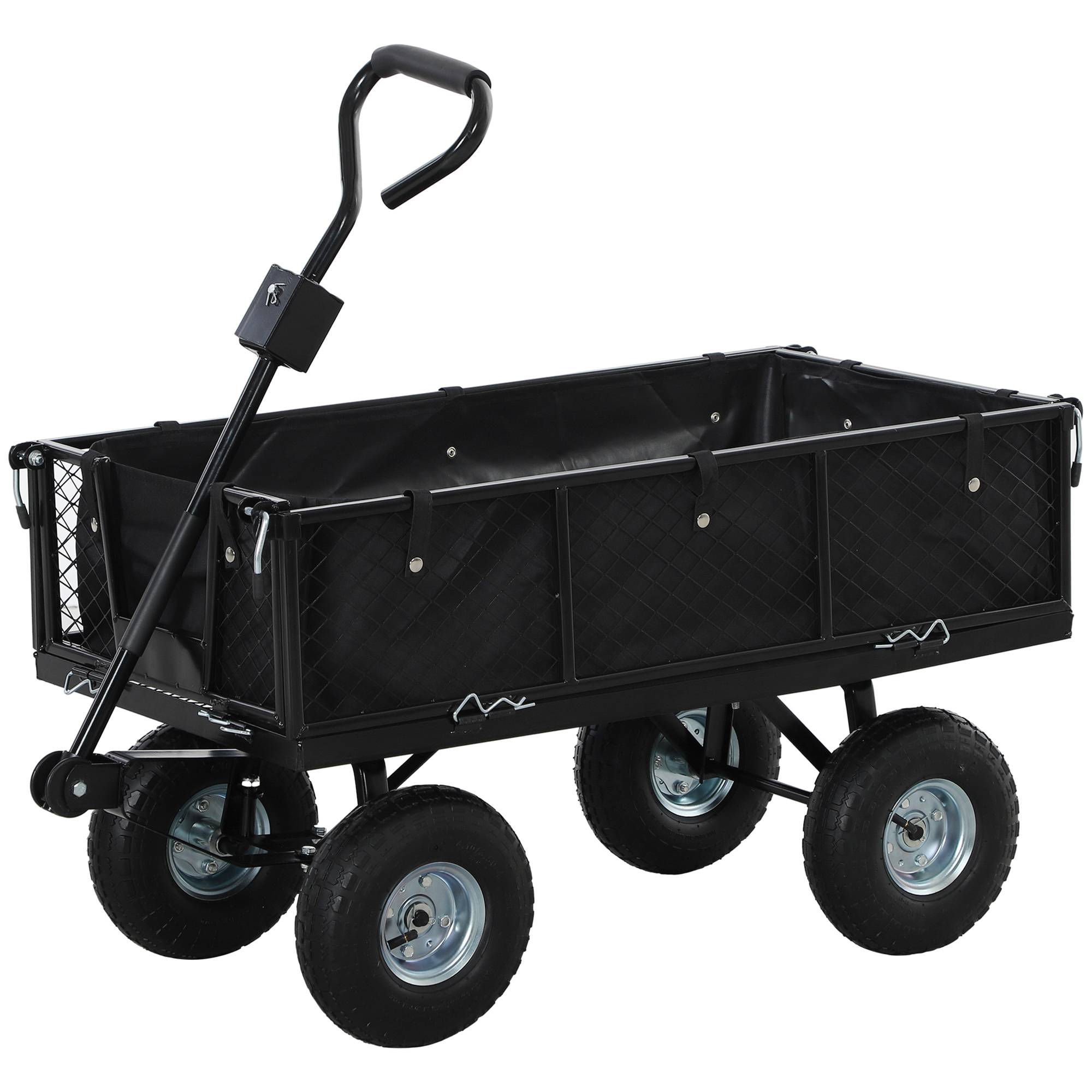 Chariot de transport acier jardin sac imperméable roues 25cm 300kg noir - ComfortXL Outdoor Living - Image 2