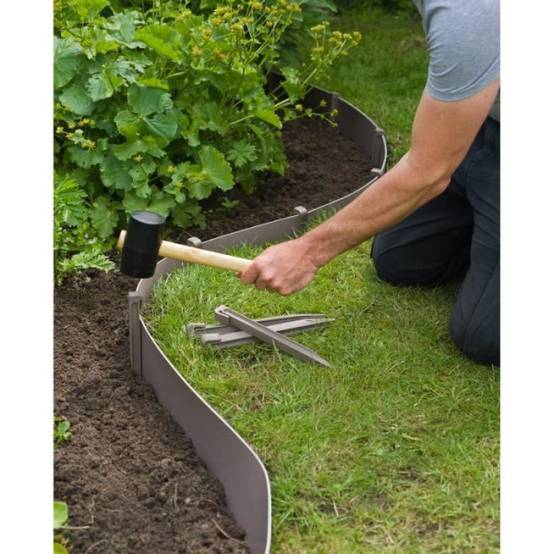 Ancres pour bordure de jardin en polypropylene - NATURE - H26,7 x 1,9 x 1,8 cm - Beige taupe - Image 2