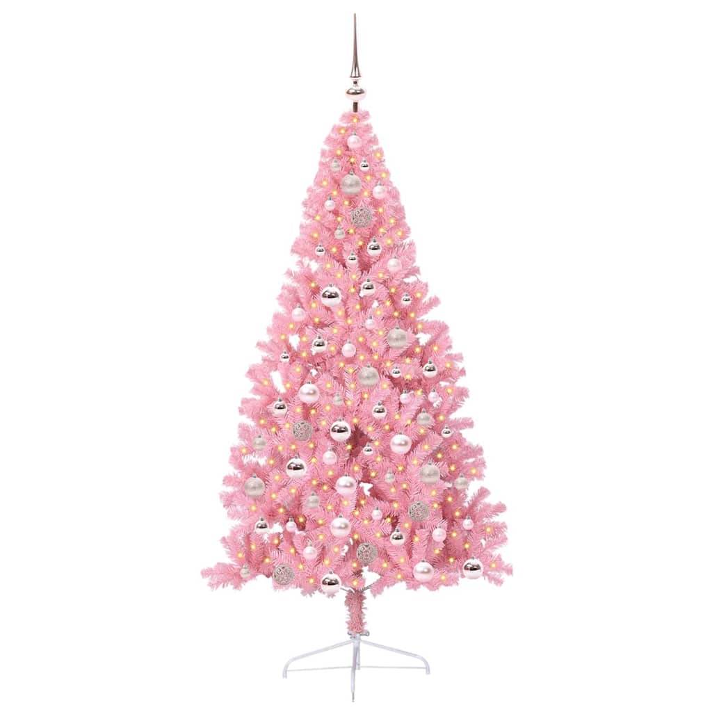 Vidaxl - Sapin de Noël artificiel pré-éclairé Rose 180 cm PVC vidaXL 3397078 - Image 4